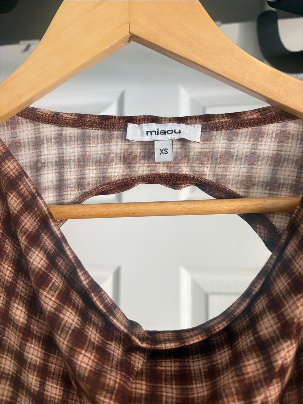Miaou - Selena Sleeveless Brown Plaid Maxi Dress - xs - Picture 3 of 9